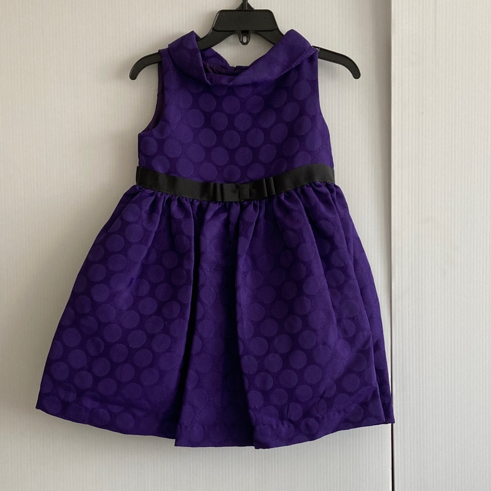 Janie & Jack Jacquard Dot Party Dress Purple Holiday special occasion 18-24 mos